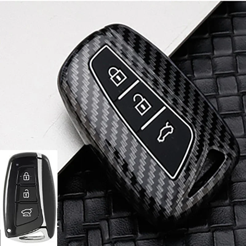 

3/4 Buttons Carbon Car Key Case Shell For Hyundai Santa Fe Sport Ix45 Equus Centennial Genesis G80 Grandeur Azera 2013-2016