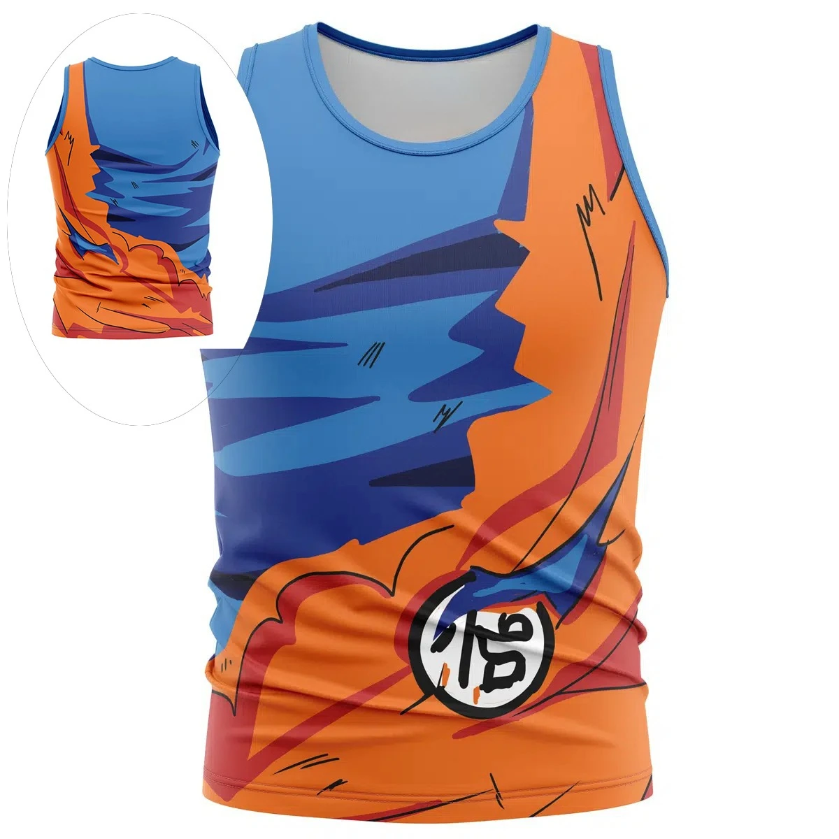 

2026 Summer Oversized Dragon Ball Cosplay Tank Top Goku Kaio-ken 3D Print Retro Streetwear Breathable Sports Top for Unisex Kids