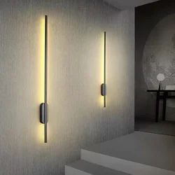 Modern Long LED Wall Lights for Bedroom Bedside Black Wall Lamps Living Room Background Decoracion Hallways Interior Sconce