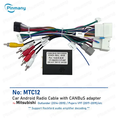 Decodificador de Audio Rockford estéreo para coche, arnés de cableado de alimentación de radio Android, adaptador de CAN Bus MTC12 para Mitsubishi Outlander Pajero V97