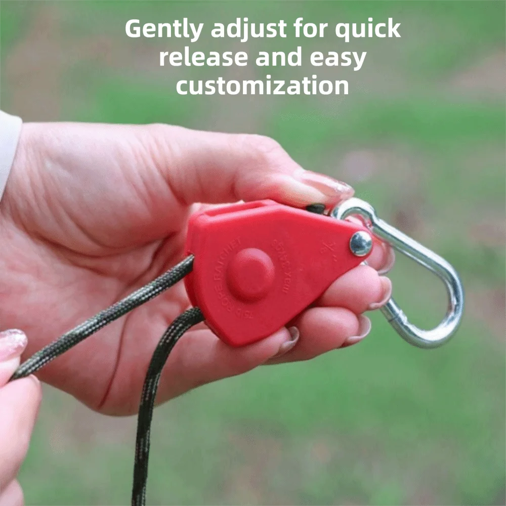 2Pcs Adjustable Tent Rope Hanger Pulley Hook Fixed Buckle Pulley Reinforced Metal Gear Reflective Camping Tent Rope Set