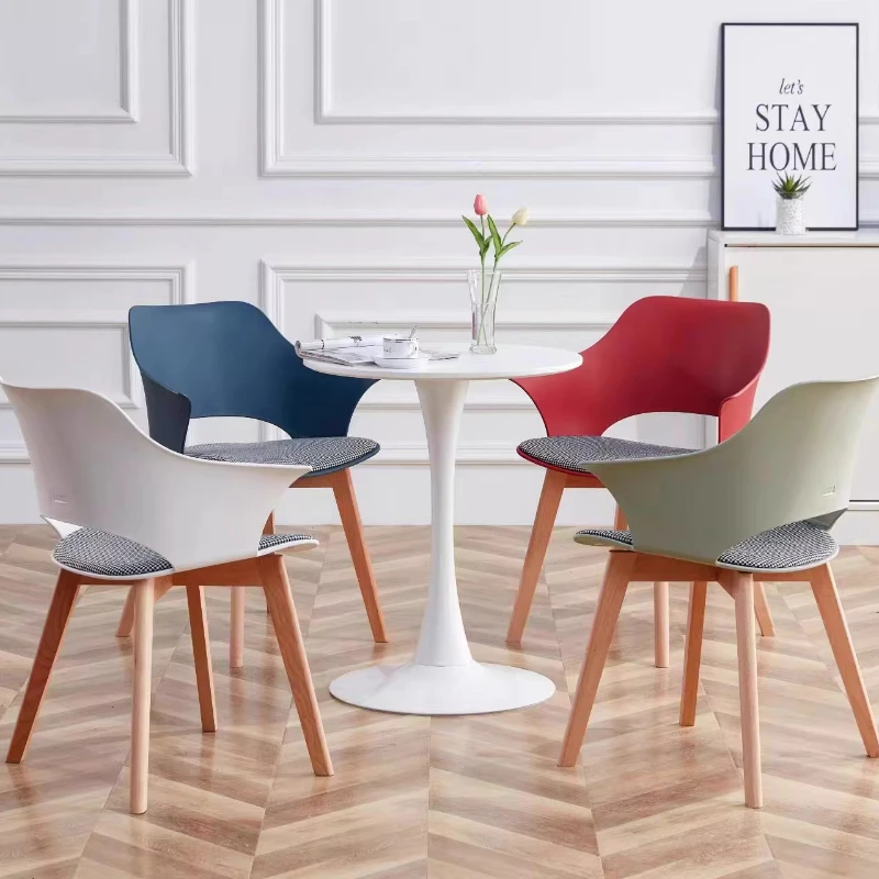 Scandinavian Modern PP Plastic Chair Comfortable Backrest Dining Chair Home Office Conference Room Cafe Restaurant Seating - Image 3