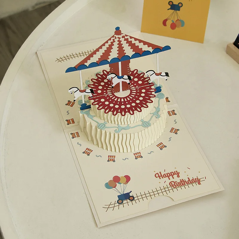 3D Pop-Up Geburtstagstorten-Grußkarten Einladungskarten für Jungen Mädchen Kinder Geschenk Dankeskarten Miniaturen Beste Wünsche Postkarte – Detail 11