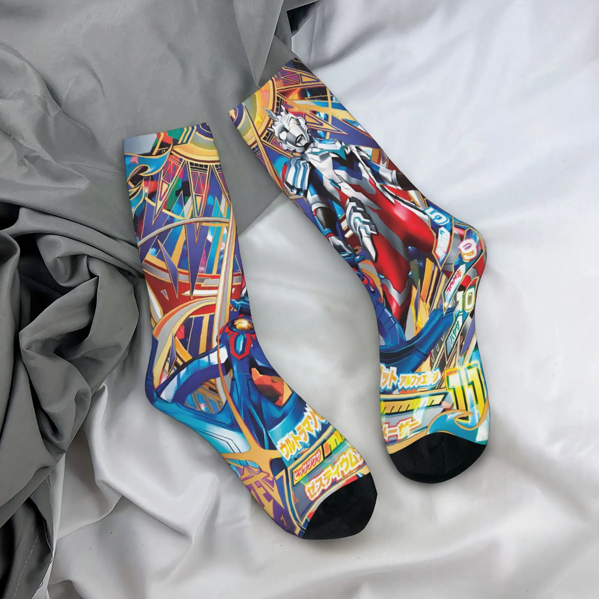 Custom Cartoon Ultraman Comic  Mens Crew Socks Unisex Cool Childhood Memories Spring Summer Autumn Winter Dress Socks