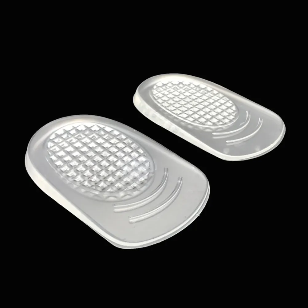 4Pairs Comfortable Silicone Heel Pads Increase Height Half Insoles Size 35-39 Cushion Support for Men Women Relieve Feet Fatigue