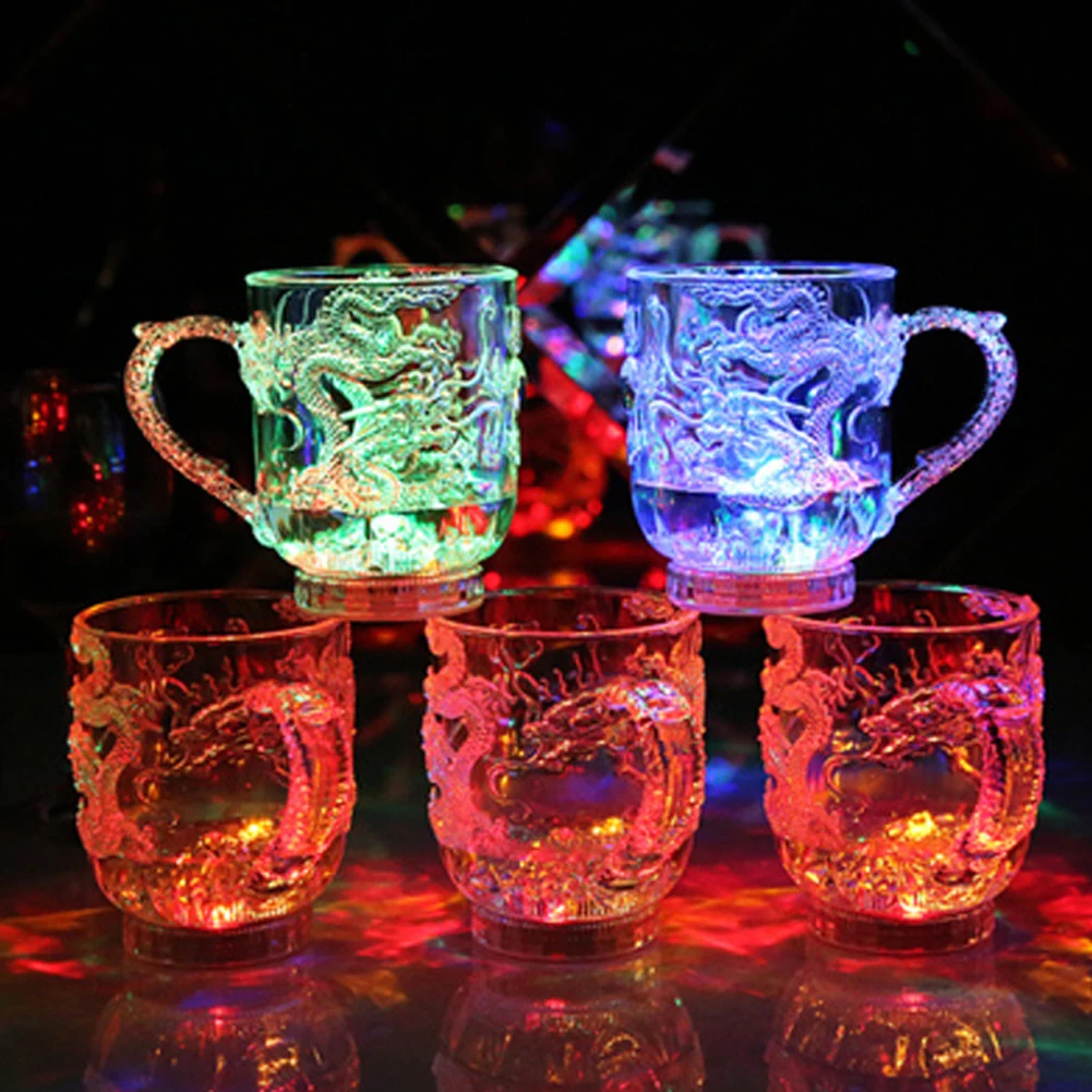 

2023 New Glowing Cup Adding Water to Bright LED Flash Cup Colorful Induction Color Changing Cup Gift New Dragon Cup