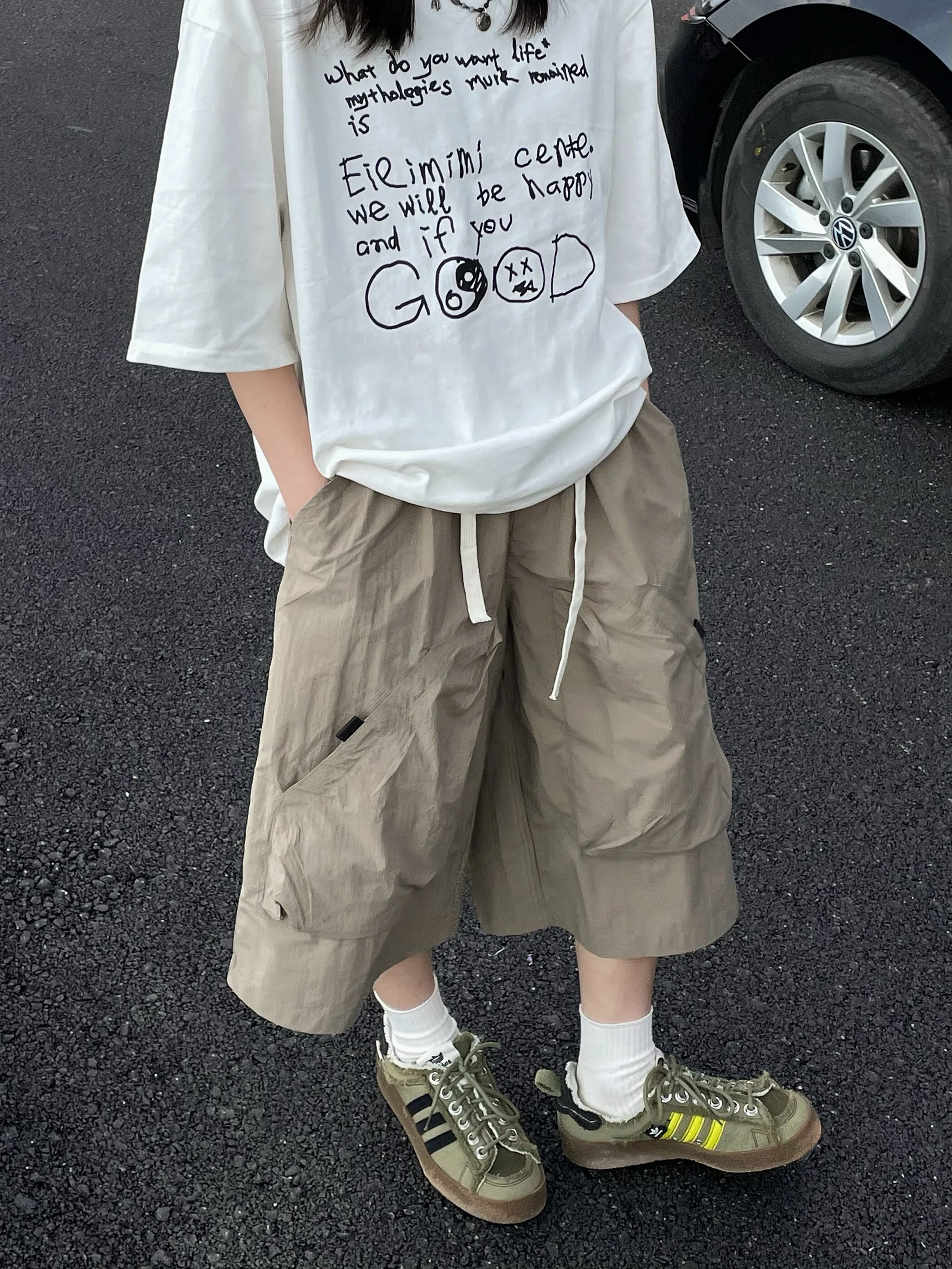 

Американская ретро уличная рабочая одежда Qui Dry Large ket Seven-Foot, мужская летняя тонкая свободная универсальная спортивная одежда