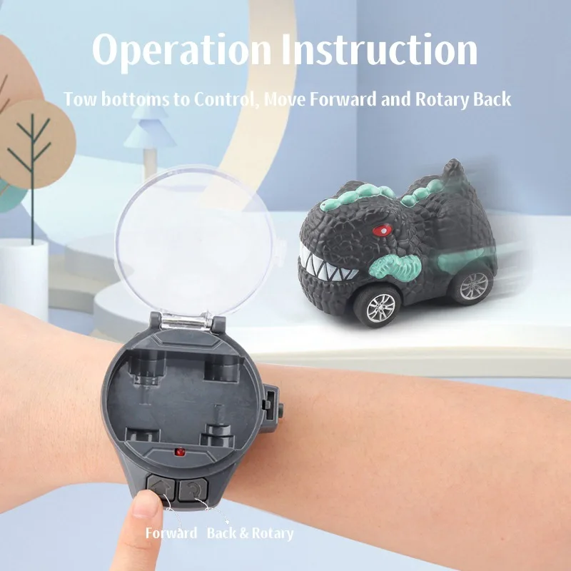 Simulazione Mini Orologio Auto telecomandata Dinosauro Auto in lega Giocattoli per bambini Divertimento da corsa Modelli di giocattoli per ragazzi e ragazze Regalo di compleanno