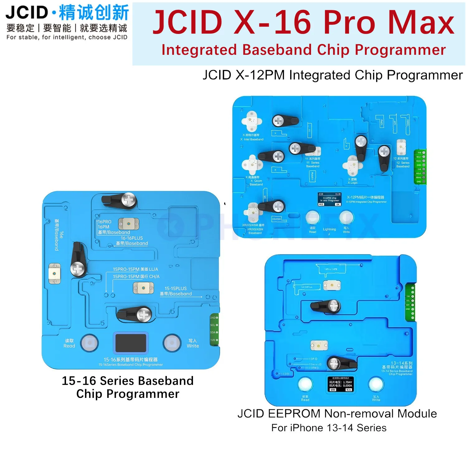 JCID Integrated Chip Programmer Logic Baseband Intel Qualcomm IC Repair JC EEPROM modulo di Non rimozione per iPhone X-14 Pro Max
