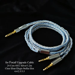 Focal Earphones 24 Core OCC Silver Plated Upgrade cable Headphone wire for Focal Clear Elear Elegia Stellia Elex 7N 3.5 With MIC