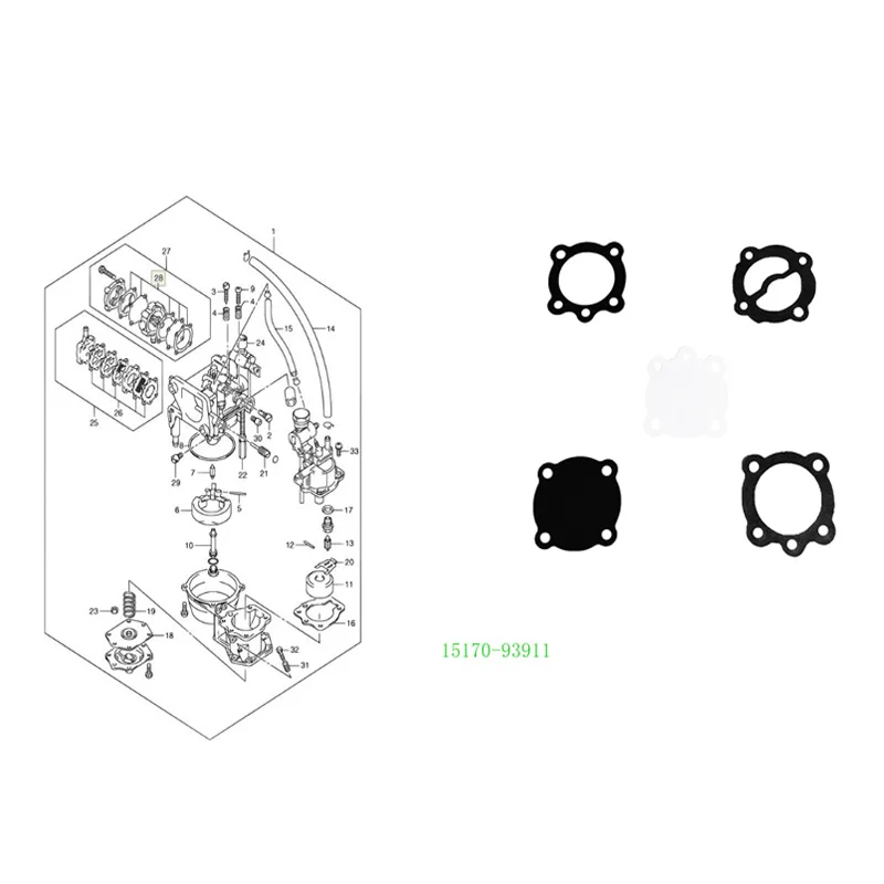 Made in Taiwan Fuel Pump Diaphragm Gaskets Kit 15170-93911 For Suzuki Outboard 9.9HP DT15 DT9.9 DT8