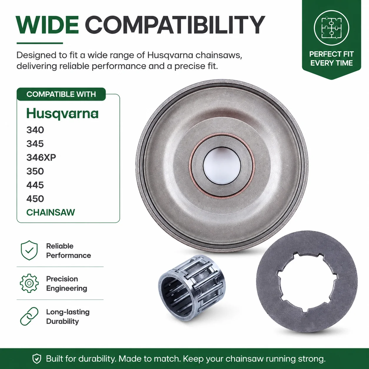 325"-8T Sprocket Rim Clutch Drum Needle Cage Bearing Kit for Husqvarna 340 345 346XP 350 445 450 Chainsaw Replacement Parts