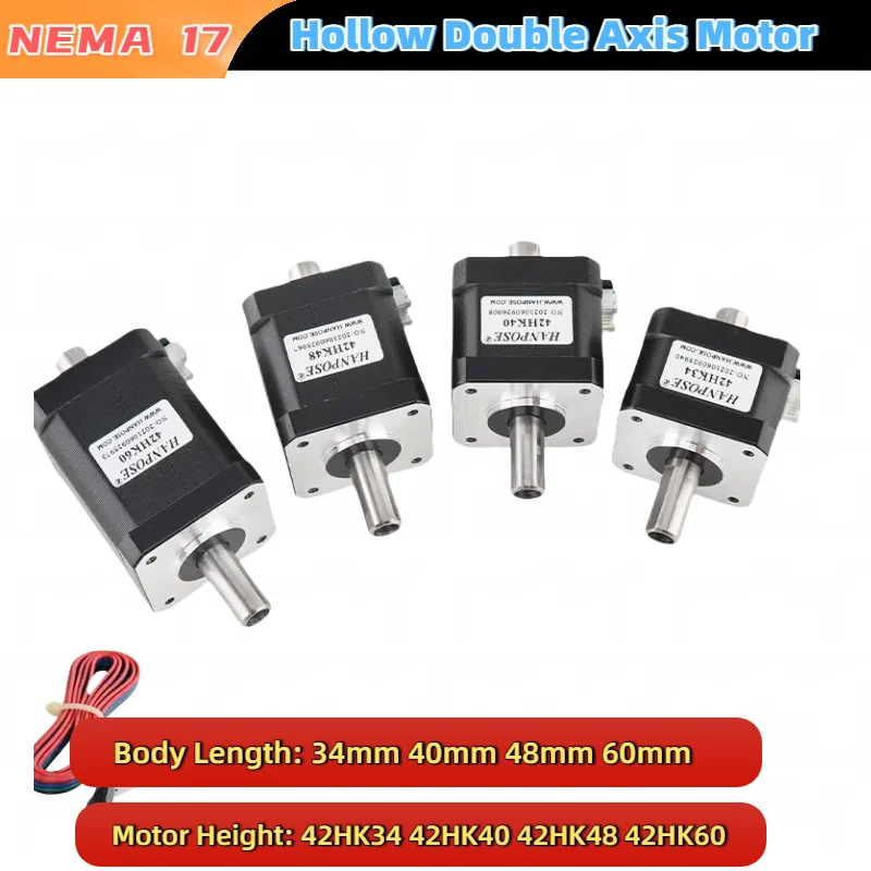 

42 Hollow dual axis stepper motor 42HK34 42HK40 42HK48 42HK60 NEMA17 3.6v two-phase hybrid small motor with high torque