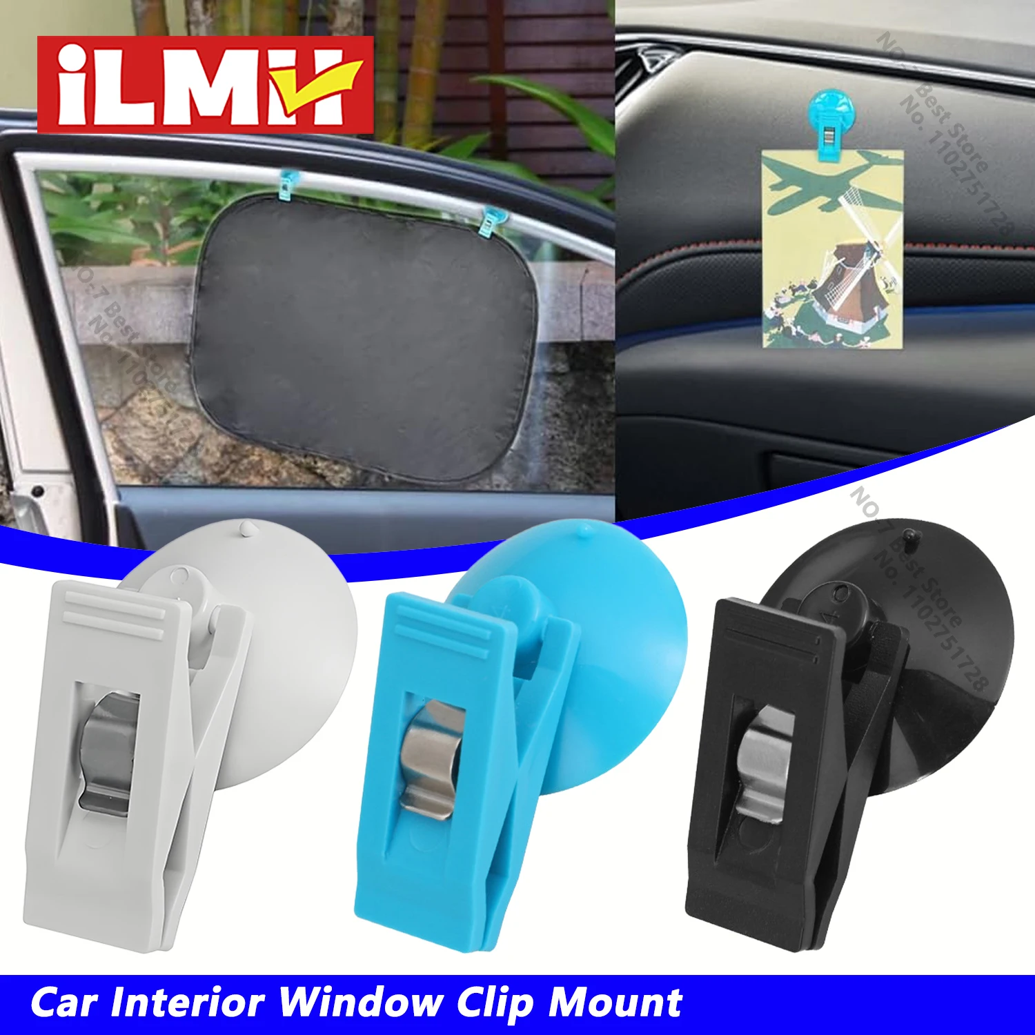 

1-3 Pair Car Interior Window Clip Mount Black Suction Cap Clip Plastic Sucker Removable Holder For Sunshade Curtain Towel Ticket
