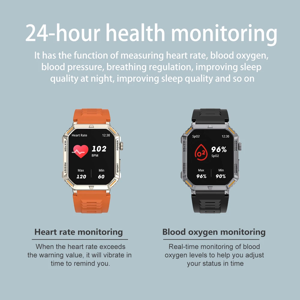 Умные часы для мужчин и женщин, умные часы с экраном 1,96 дюйма HD и синими зубьями для звонков, водонепроницаемые, с монитором здоровья, голосовым помощником, для занятий спортом на открытом воздухе