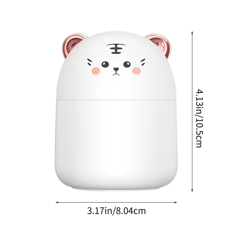 250Ml Mini Cute Pet Air Purification Humidifier + Atmosphere Light For Home White