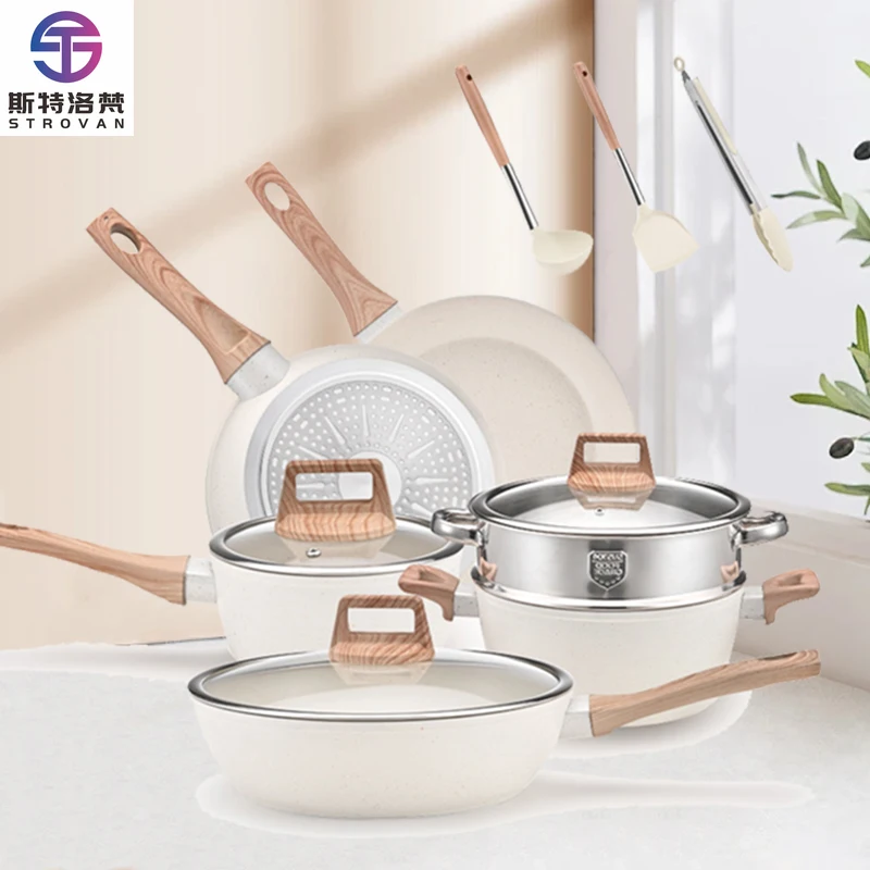 

Die Cast Aluminum Nonstick Kitchen Cooking Pots and Pans Set Granite Cookware Set With Induction Bottom Kitchenware Pot Set