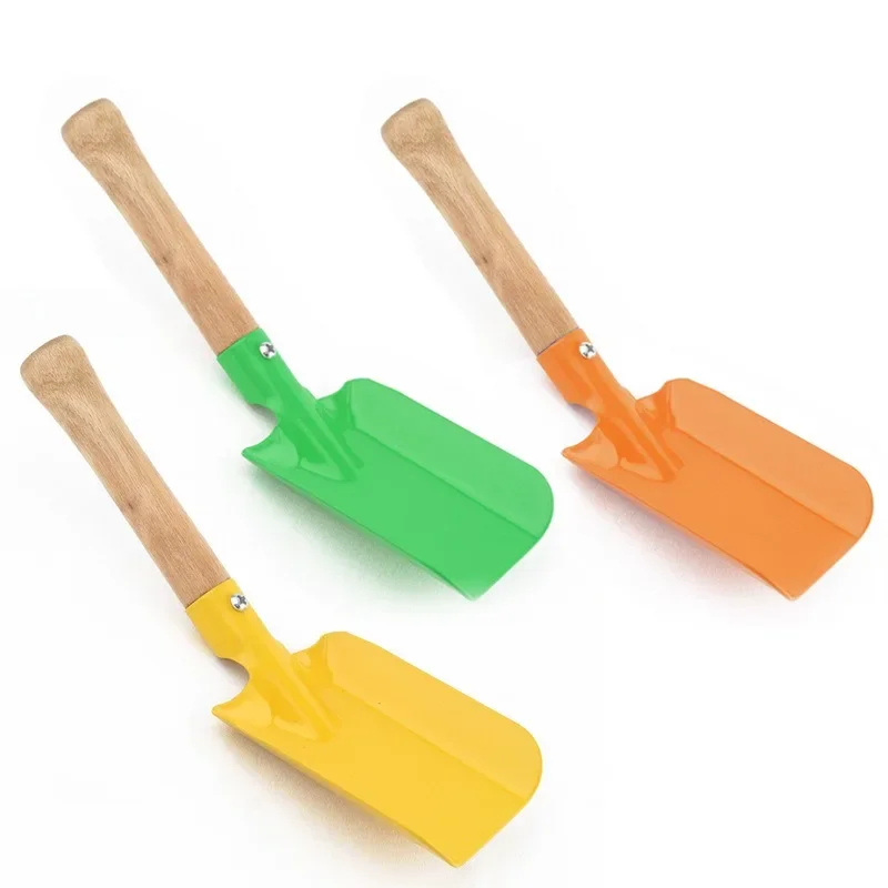 Mini Gardening Tools Colored Small Square Shovel with Wooden Handle for Gardening Plants Children's Small Shovel Garden Tools