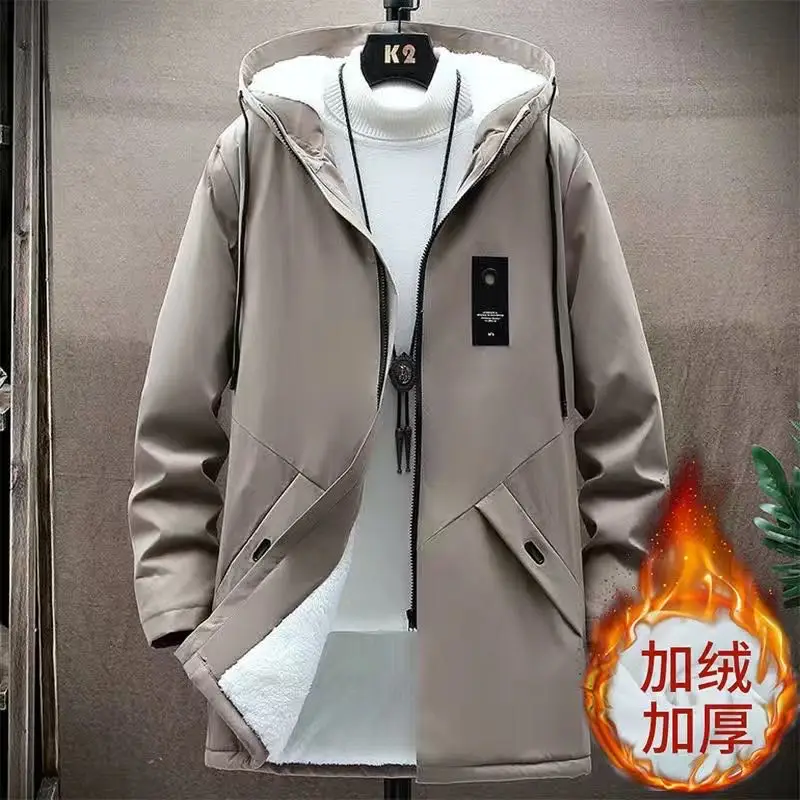 Hooded Plush And Thick Wool Collar Windproof Thick Warm Jacket Parka Coat Men Brand Outwear Fashion Casual Loose Parka Men