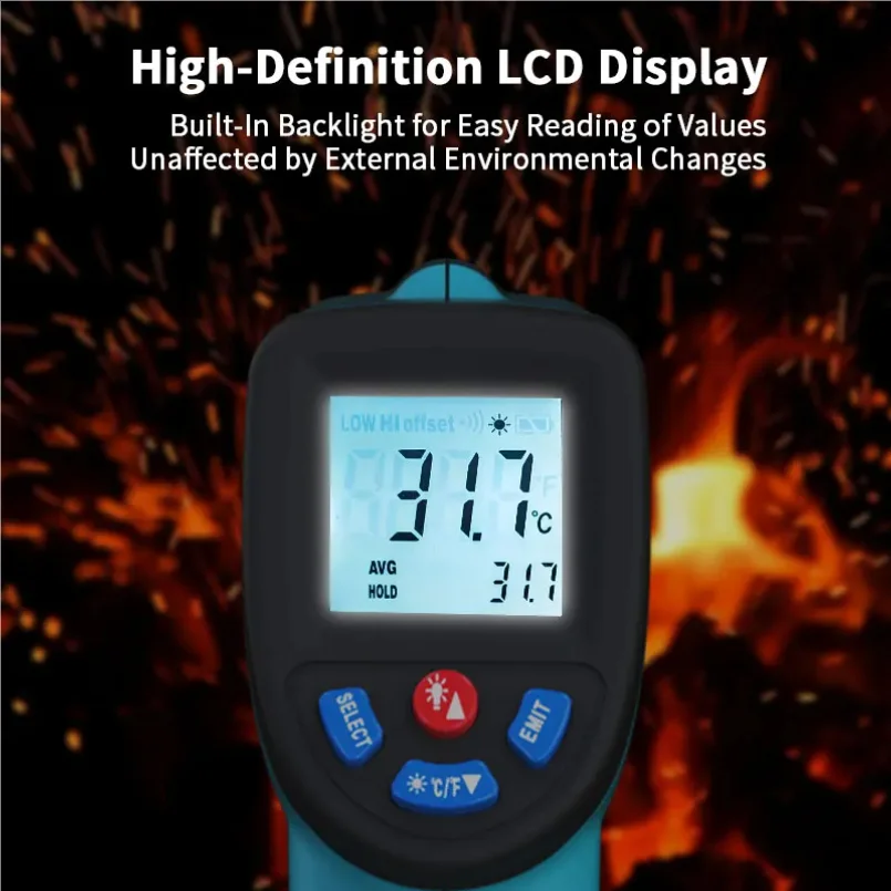

Non-Contact Laser -50~550 ℃ Infrared Thermometer Infrared Pyrometer IR Laser Temp Meter Industrial Pyrometer Point Gun 40%