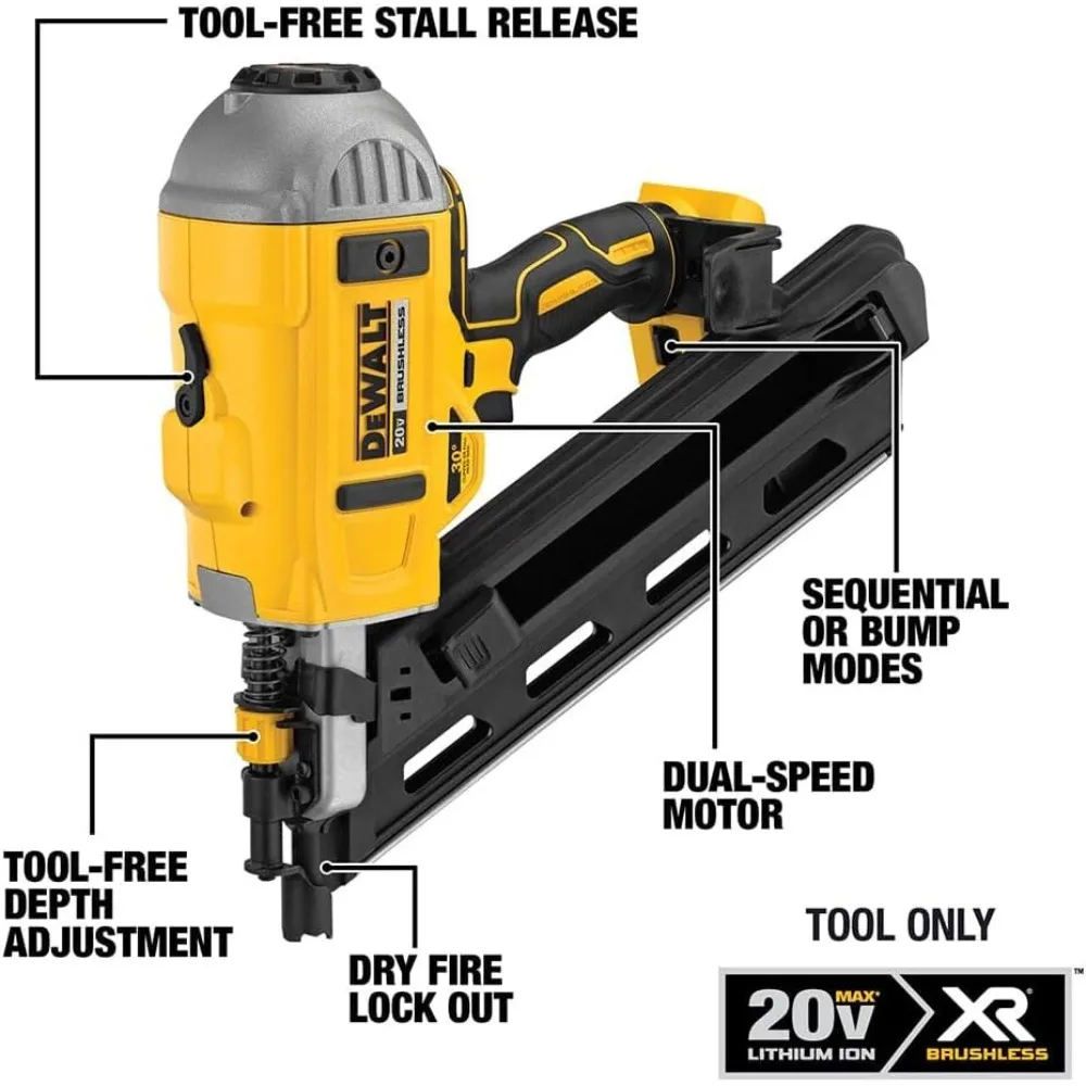 20V Max * Xr Framing Spijkermachine, Dubbele Snelheid, Alleen Gereedschap (Dcn692b), 38.74X14.94X33.66 Cm