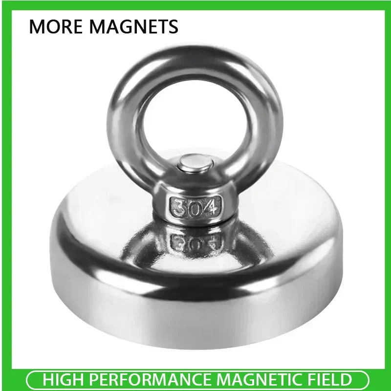 Strong Salvage Fishing Magnet D25 D32 D36 D42 D48 Strong Powerful Magnetic Iron Stone Ring NdFeB Sucker Hook Strong Magnets