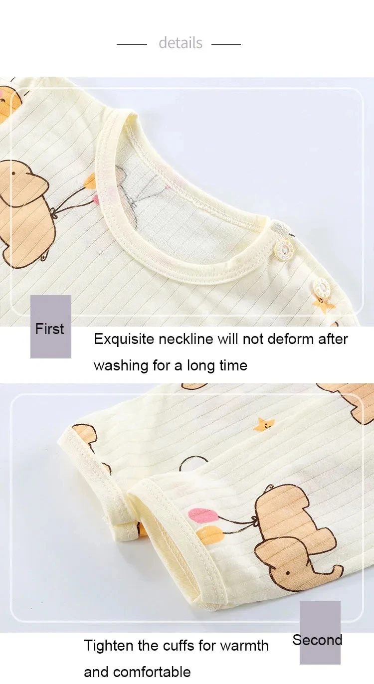 Weiches, atmungsaktives Baumwoll-Pyjama-Set für Babys und Kinder, niedliches Cartoon-Langarm-Nachtwäsche-Set für 0–5 Jahre – Detail 6