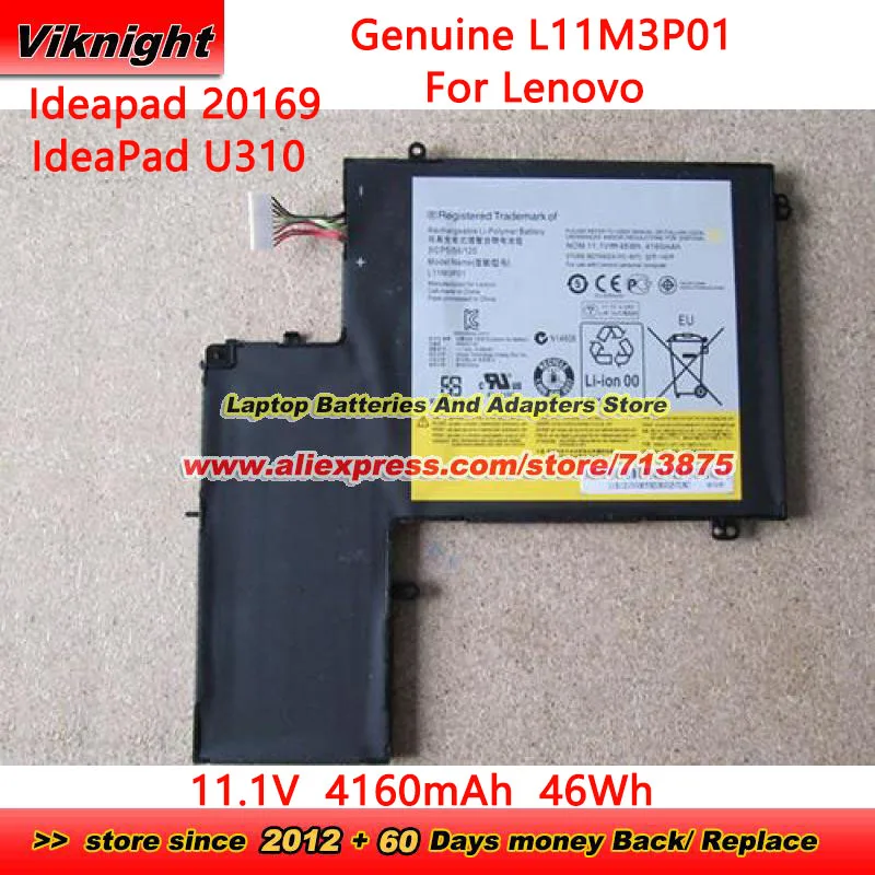 

Genuine L11M3P01 Battery 11.1V 46Wh for Lenovo IdeaPad 20169 U310 MAG6BGE MAG62GE MAG66GE MAG6J MAG6B MAG62 MAG67GE 43752CU