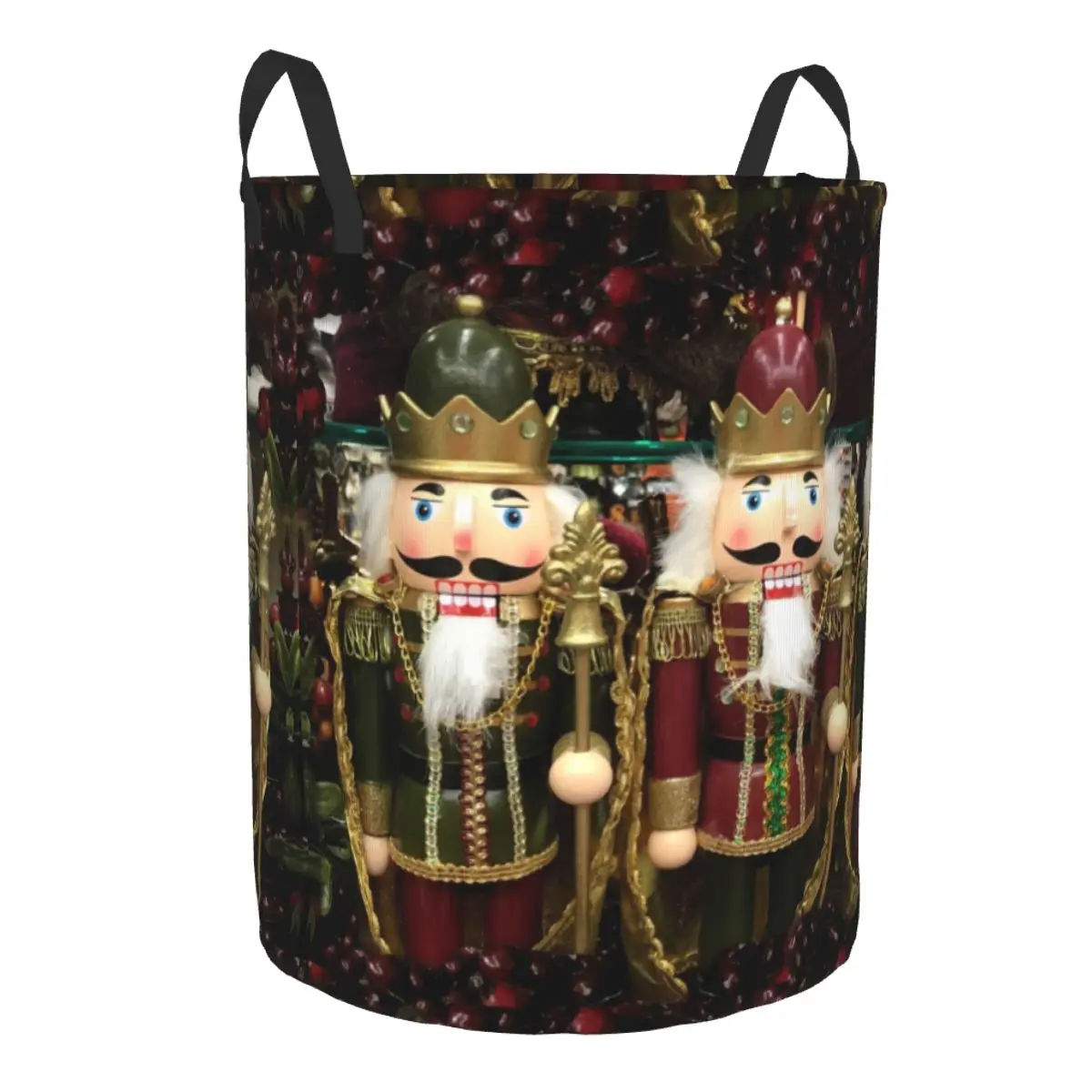 Custom Christmas Nutcracker Trio Laundry Hamper Large Storage Basket Nutcrackers Cartoon Toy Soldier Kids Nursery Toy Organizer