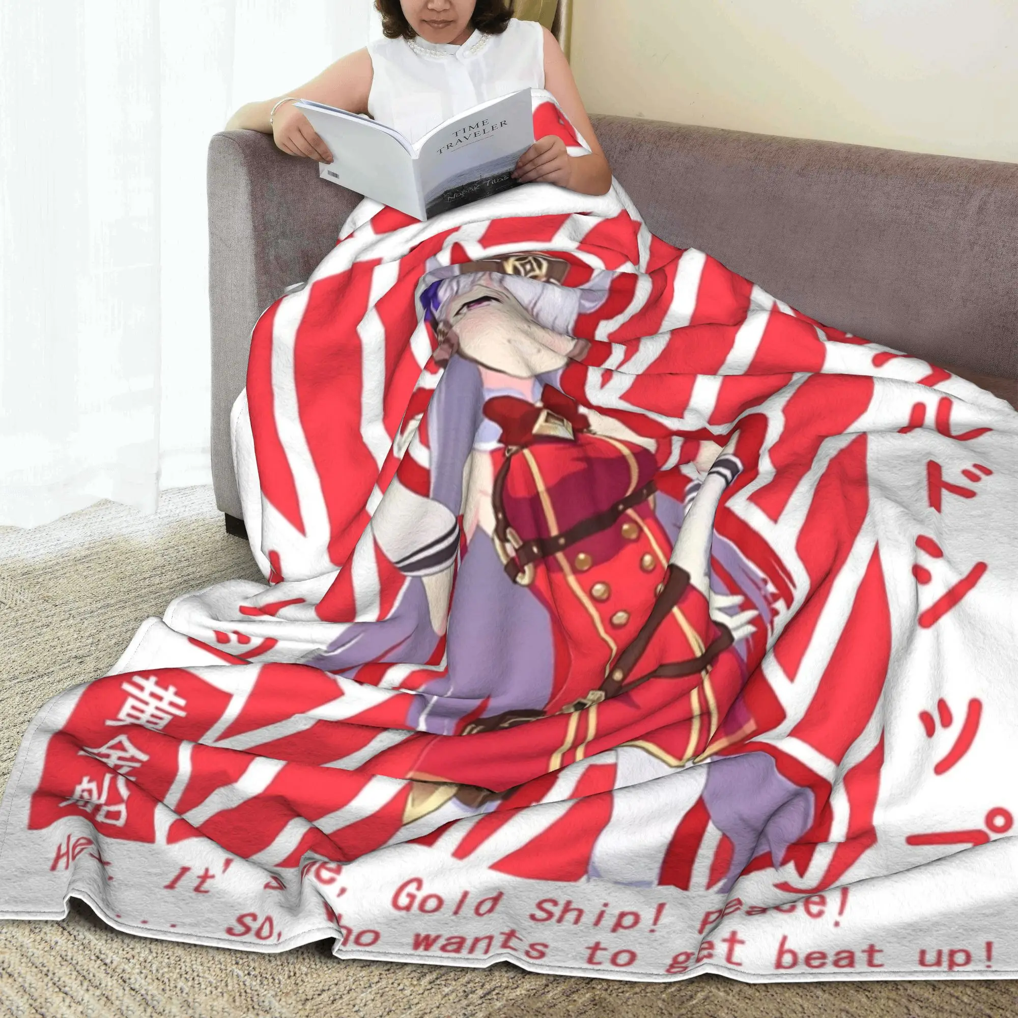 Uma Musume بطانية سفينة ذهبية جميلة ديربي دافئة ومريحة منفوشة رمي البطانيات للأريكة 50x60 بوصة متعددة الحجم لحاف رقيق من القطيفة #5