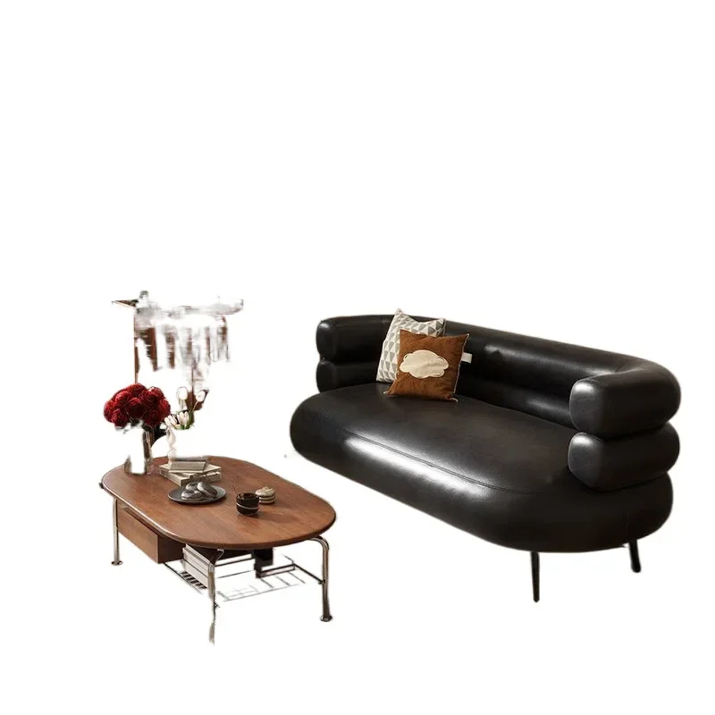 

Retro medieval style, living room bedroom oil wax leather, leather sofa, leather art sofa small apartment
