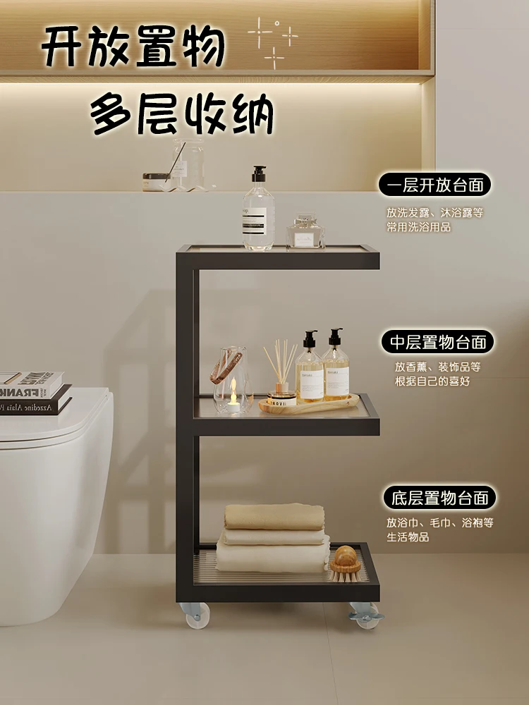 Shelf Floor-to-ceiling bathroom toilet crevice storage rack Narrow toilet next to storage rack