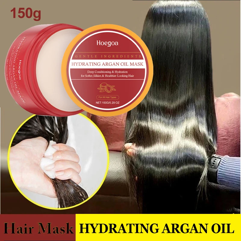 

150g Argan Oil Hair Mask Smoothing Moisturizing Repair Damaged Frizzy Hair Deep Conditioner Soft Shiny Beauty Hair Care Cosmetic