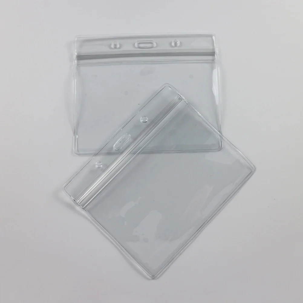 

100Pcs Waterproof Id Badge Holder Premium Plastic Smooth Edges Transparent Case for Office School Social Events Lanyard Badge