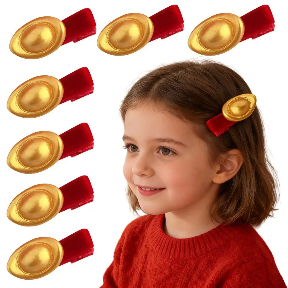 1/2/5/10Pcs Girl Hairpin Golden Decor Mini Hair Pins Bright Color New Year Hair Clips Strong Grip Party Hair Accessories