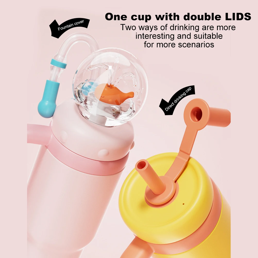 Stainless Steel Whale Fountain Tumbler 24oz Drinking Cup 710ml Insulated Tumbler Leak Proof Whale Squirt Water Cup with Straw view 4