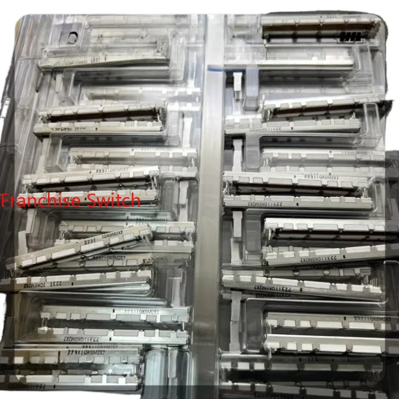 10PCS 75Double Straight Slip Potentiometer With Center Positioning 8Pins DJM800 B10KM2×2Shaft Length15
