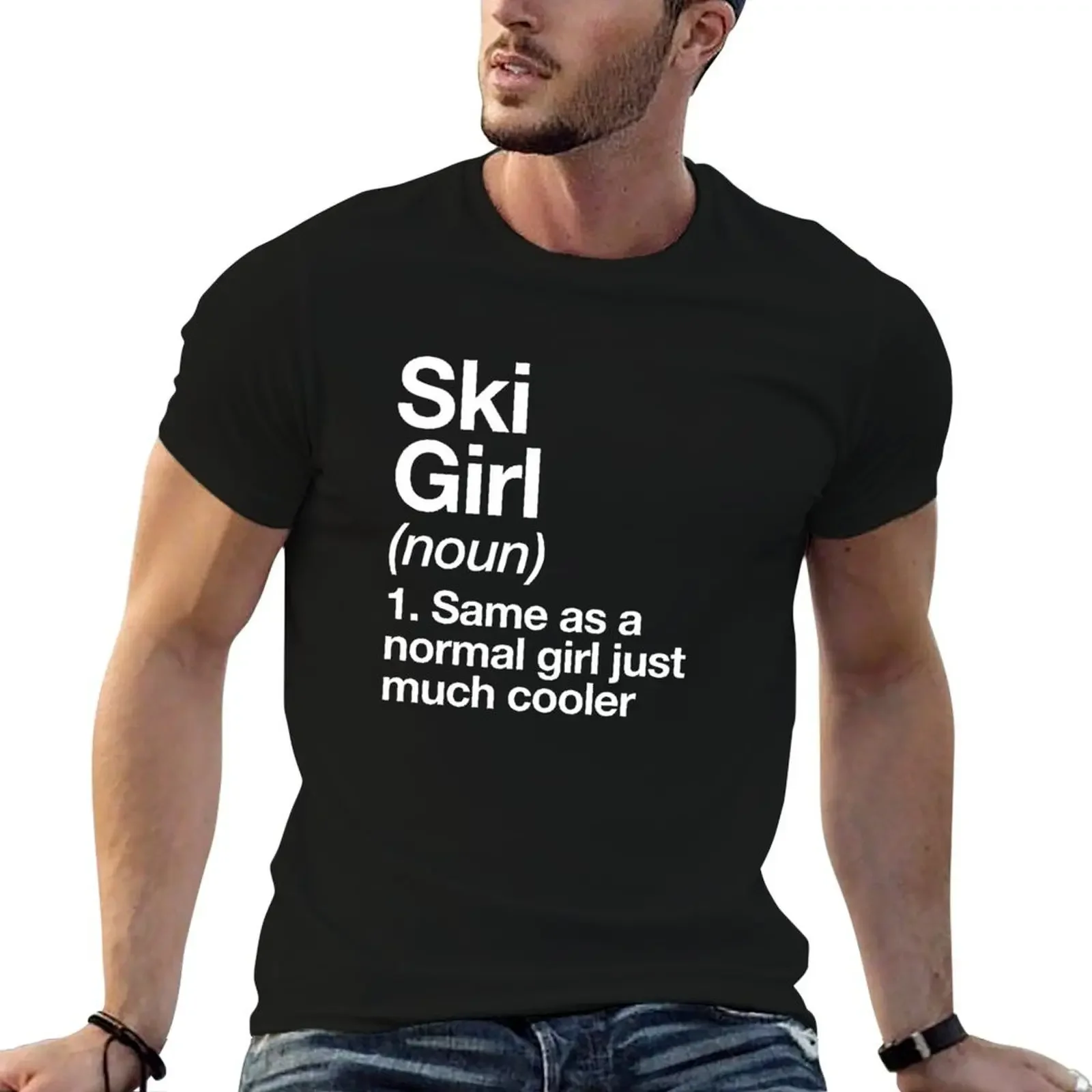 Ski Girl Definition Design Funny & Sassy Sports Design T-Shirt Blouse aesthetic clothes blue archive Men's t shirts