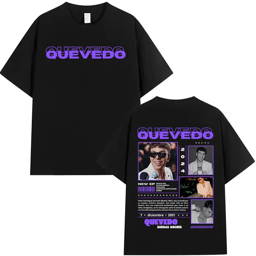 Rapper QUEVEDO Tour 2024 Graphic T Shirt Men's Retro High Quality Fashion T-shirts Man Retro Oversized Cotton T-shirt Streetwear image 6