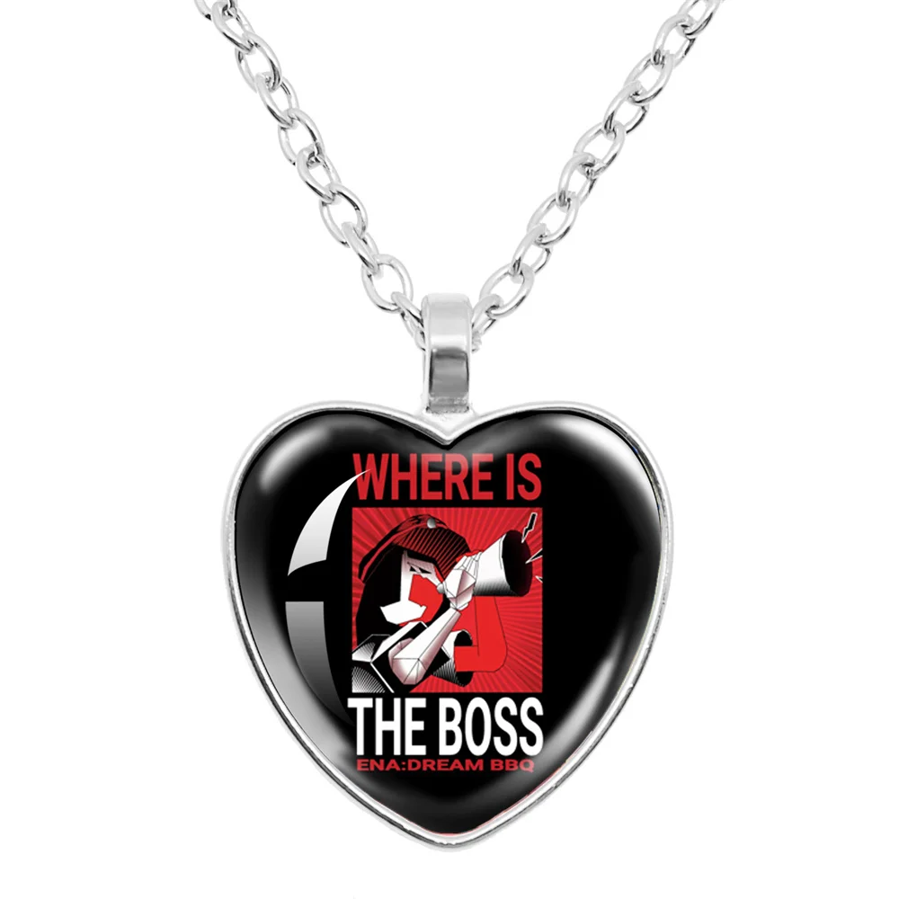 لعبة إينا دريم شواء مجردة فتاة إينا الزجاج القلب قلادة القلائد اكسسوارات القلب قلادة المشجعين المجوهرات هدية