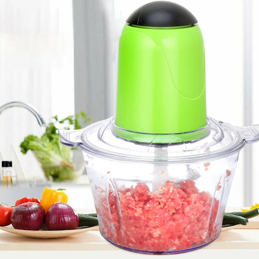 2L Meat Grinder Electric Juicer Stainless Steel Food Garlic Mincer Kitchen Vegetable Chopper Mixer US Plug, Red