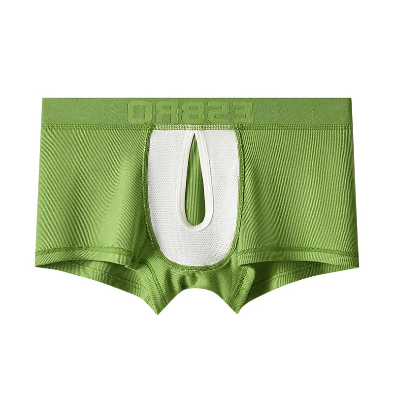 Men Single Layer U Shape Sweat Wicking Four Corner Boxers Mid Rise Breathable Mens Underwear
