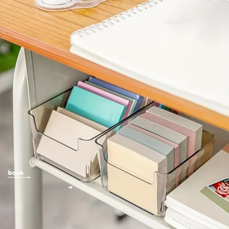 1/2pcs Transparent notepad storage box - Desktop Memo Stand, Office Stationery Storage Box, Desktop Accessory Organizer.
