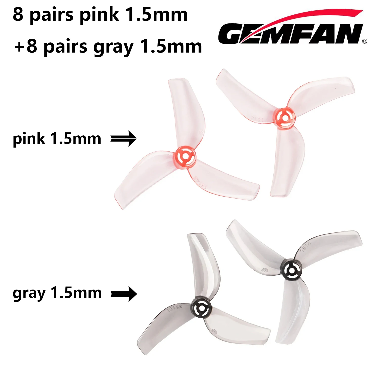 16 Paare/8 Paar Gemfan 1614 40 mm 3-Blatt-PC-Propeller T-Mount 1 mm 1,5 mm 0805-Motor für FPV RC FreestyleTinywhoop Drohnen BETAFPV