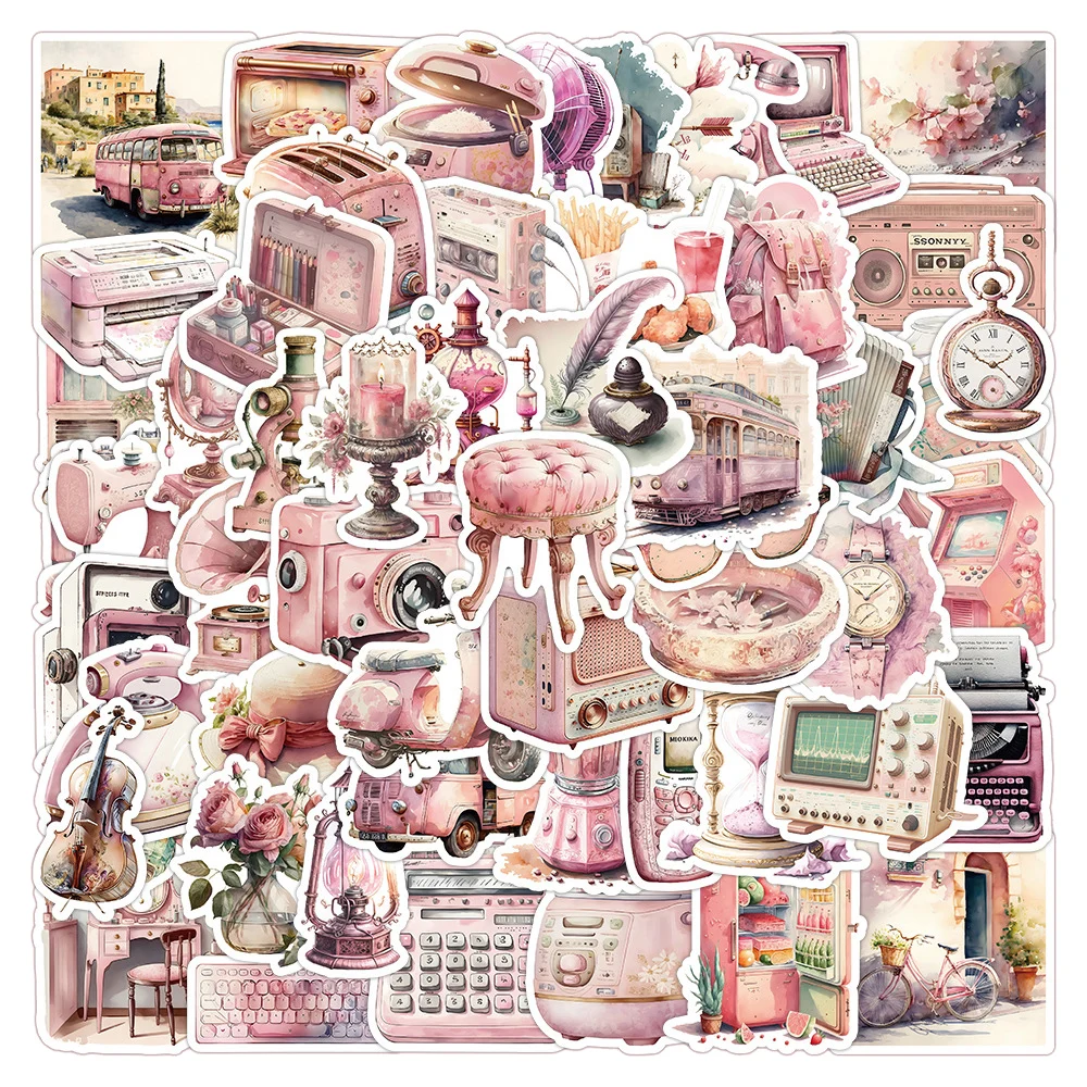 

10/30/63pcs Vintage Cute Vsco Pink Aesthetic Stickers Kawaii Decals DIY Laptop Suitcase Phone Decoration Sticker for Girls Kids