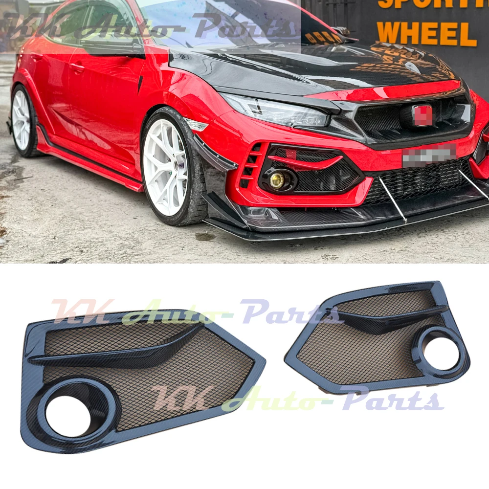 Para Honda Civic FK8 TYPE-R Hatchback fibra de carbono/FRP parachoques delantero JS luz antiniebla párpados cubierta de ceja embellecedor de ventilación de aire 2016-2019