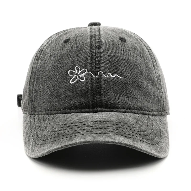 

Unisex Floral Embroidery Washed Distressed Visor Cap Retro Style Outdoor Casual UV Protection Daily Travel Sun Hat