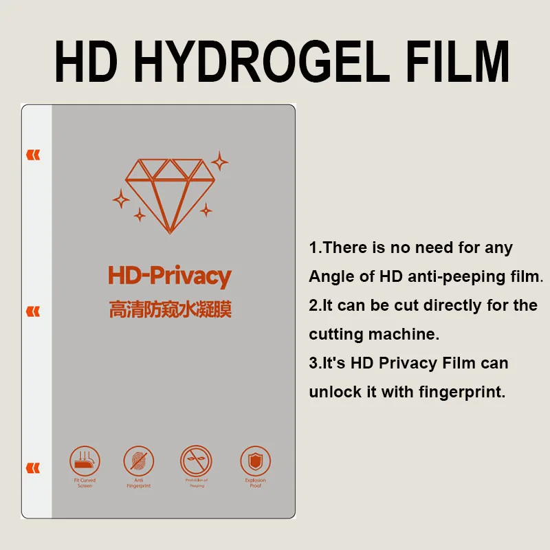 25pcs HD Privacy Hydrogel Film For Phone Screen Protector No Angle Clear Anti Spy Privacy For Film Cutter Machines Hot Selling