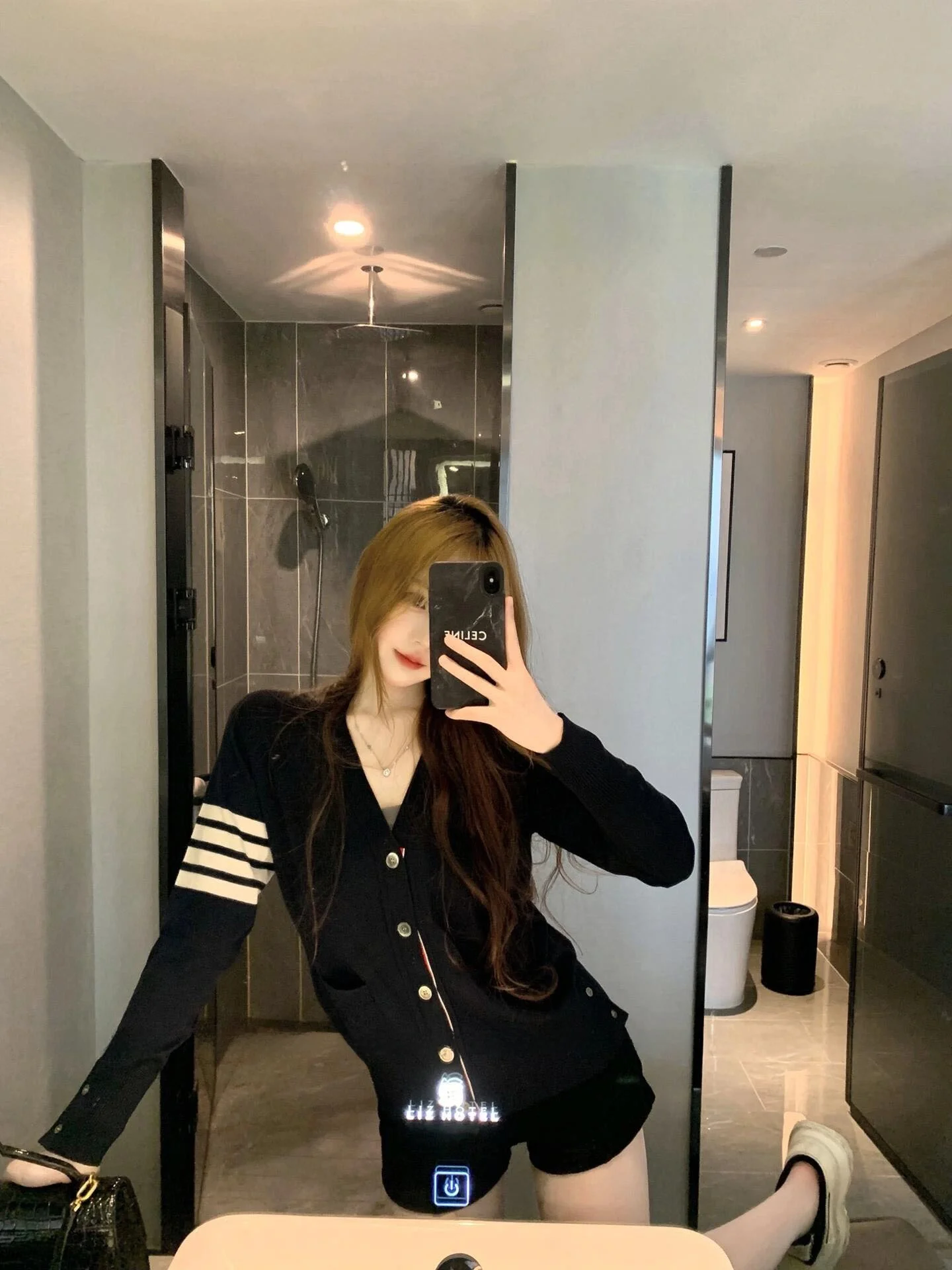 

Retro Academic Sle Knitted Sweater Waist-Cinching Four Stripe Color Blo Cardigan Luxury Loose Fit Long Sve Women's Top