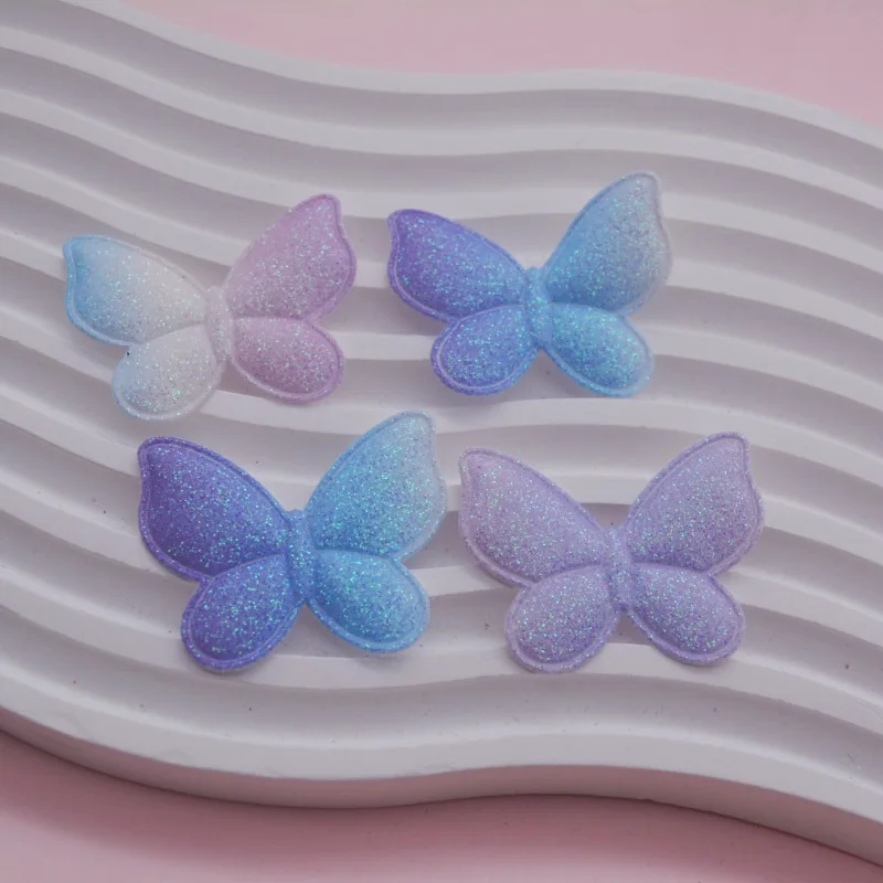 40 Stück glänzende Schmetterlings-Applikationen in zwei Größen, gepolstert, für Kinderhüte, zum Selbermachen von Haarbanden, Haarspangen, als Accessoires und zum Aufnähen. – Detail 5